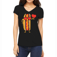 Limited Edition Heart Hot Dog Cute Sausage Bun Valentines Day Food Lov Women's V-neck T-shirt | Artistshot