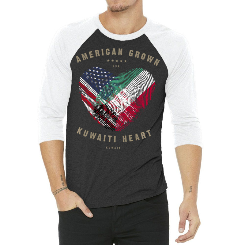 Hot Trend American Grown Kuwaiti Heart Love Kuwait Flag 3/4 Sleeve Shirt by Bostic Walling | Artistshot