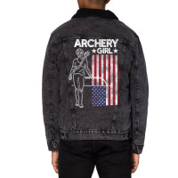 Archery Girl Usa Patriotic Unisex Sherpa-lined Denim Jacket | Artistshot