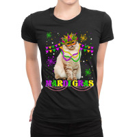 Cute Mardi Gras Cat Siberian Mask Beads Festival T Shirt Ladies Fitted T-shirt | Artistshot