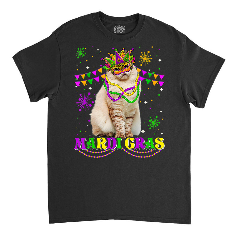 Cute Mardi Gras Cat Siberian Mask Beads Festival T Shirt Classic T-shirt by darrene68stu | Artistshot