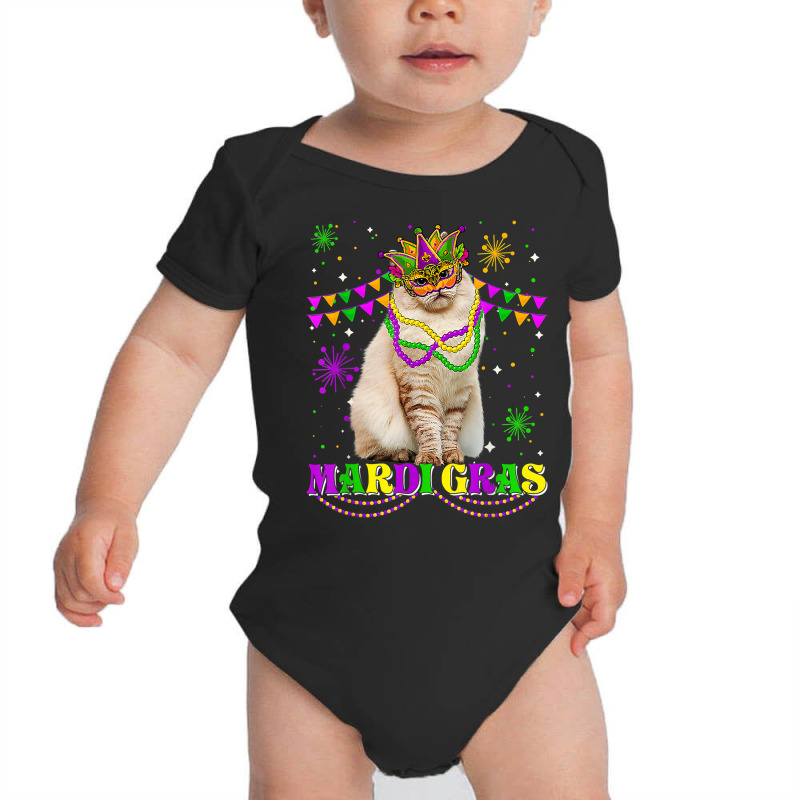 Cute Mardi Gras Cat Siberian Mask Beads Festival T Shirt Baby Bodysuit by darrene68stu | Artistshot