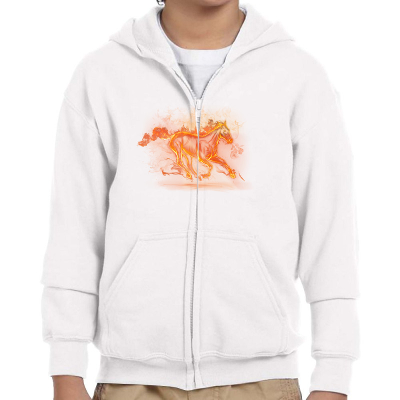 Running Fire Horse Youth Zipper Hoodie by ayassam | Artistshot