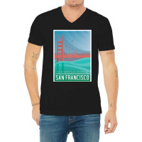 Art Deco With An Illustration Of San Francisco V-neck Tee | Artistshot