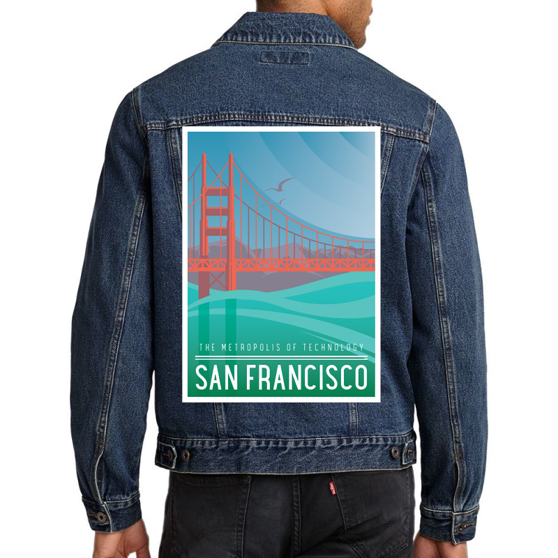 Art Deco With An Illustration Of San Francisco Men Denim Jacket by currentlyderby559 | Artistshot