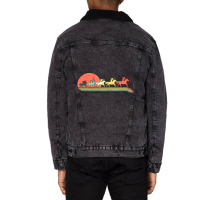 Archery Horse 'riding Retro Vintage Sunset Rainbow Color Unisex Sherpa-lined Denim Jacket | Artistshot