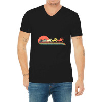 Archery Horse 'riding Retro Vintage Sunset Rainbow Color V-neck Tee | Artistshot