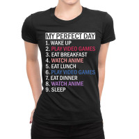 Limited Edition Anime Video Games & Food My Perfect Day Video Games Ga Ladies Fitted T-shirt | Artistshot