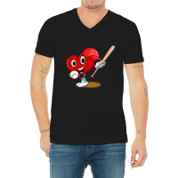 Trending Heart Playing Baseball Valentines Day Sports Boys V-neck Tee | Artistshot