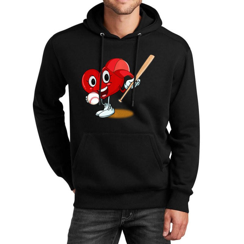 Trending Heart Playing Baseball Valentines Day Sports Boys Unisex Hoodie | Artistshot