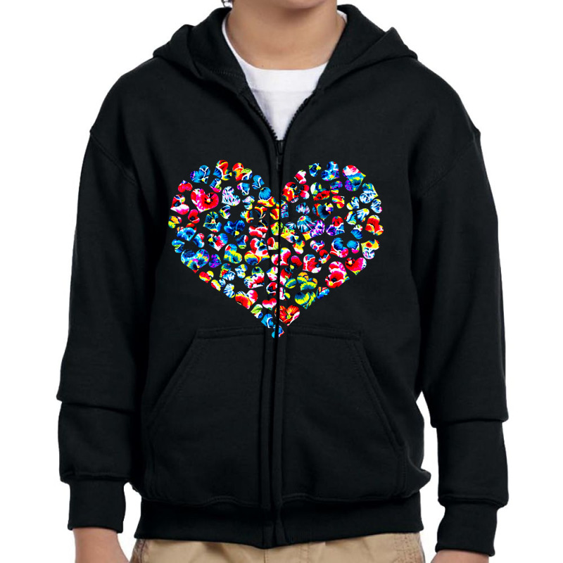 Hot Trend Exotic Colorful Flowers Hearts Valentines Day Youth Zipper Hoodie by Ricarda Petrie | Artistshot