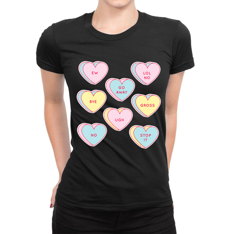 Hot Trend Anti Valentines Day Sassy Heart Candy Single Joke Ladies Fitted T-Shirt by Bostic Walling | Artistshot