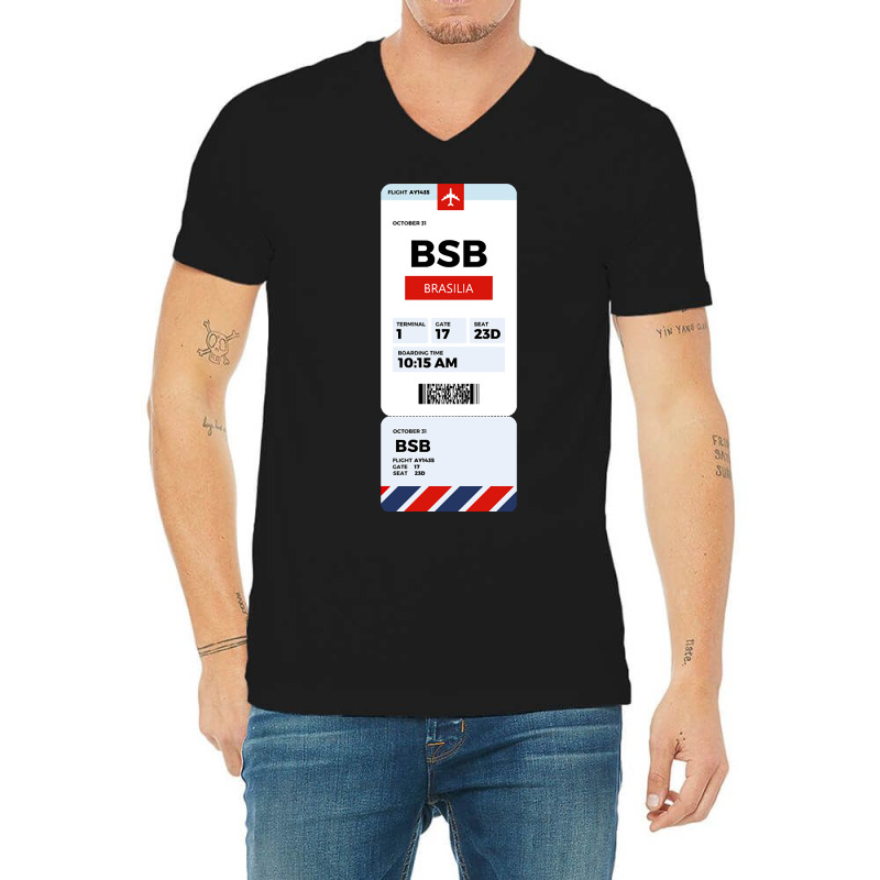 Brasilia Boarding Pass V-neck Tee | Artistshot