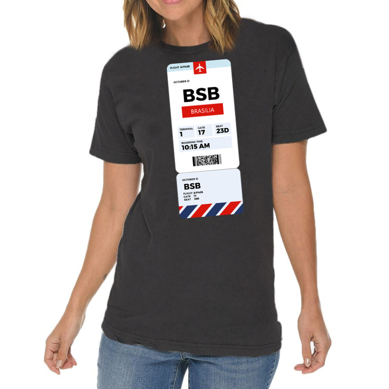 Brasilia Boarding Pass Vintage T-shirt | Artistshot