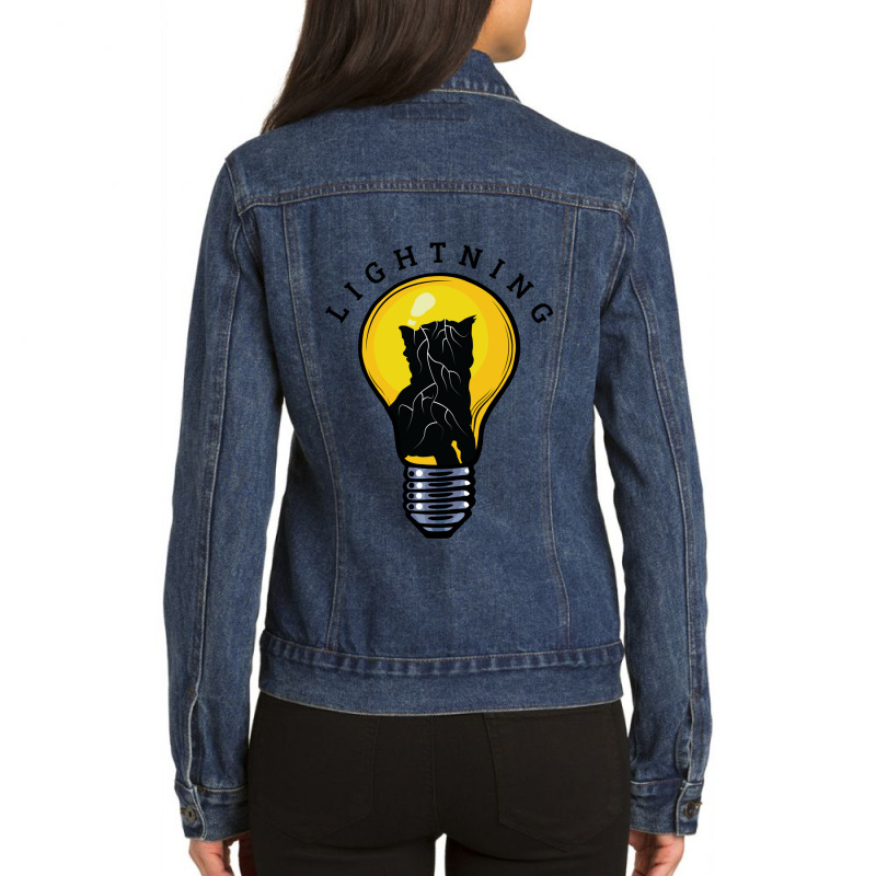 Cat Lightning Lightning Cat Ladies Denim Jacket by PENNYMALONE | Artistshot