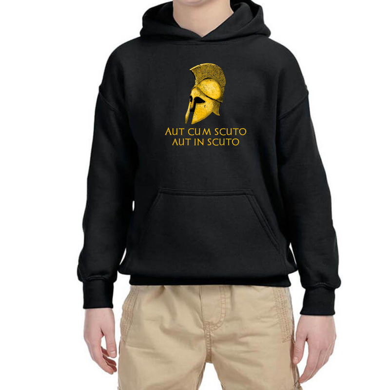 Ancient Greek Military History Laconic Sparta Latin Quote Youth Hoodie by fumbledeafness270 | Artistshot