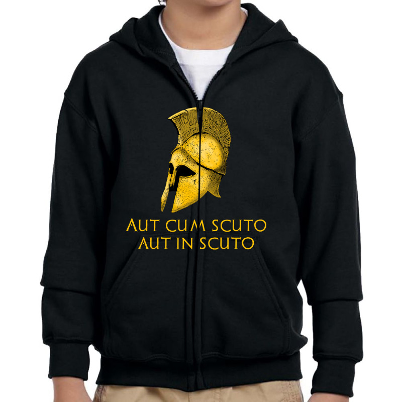 Ancient Greek Military History Laconic Sparta Latin Quote Youth Zipper Hoodie by fumbledeafness270 | Artistshot