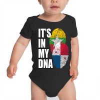 Burmese And Panamanian Mix Heritage Dna Flag Baby Bodysuit | Artistshot