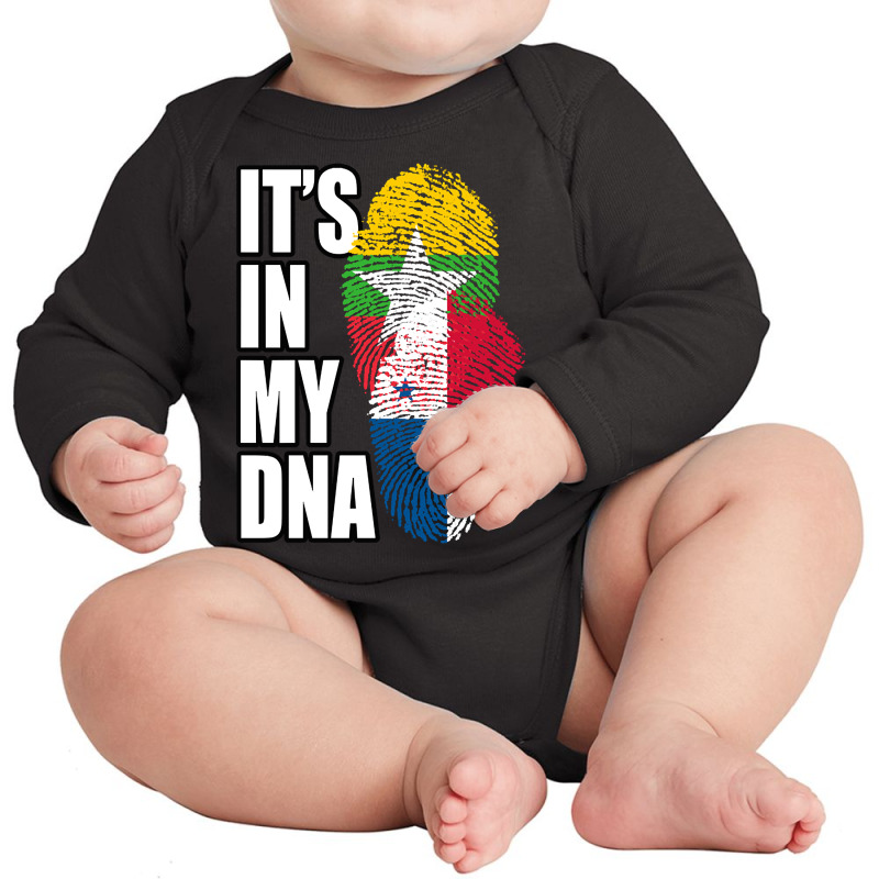 Burmese And Panamanian Mix Heritage Dna Flag Long Sleeve Baby Bodysuit by BrianneRemers65 | Artistshot