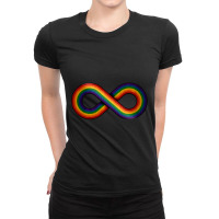 Large Infinity Vector Symbol Striped With Lgbtq Pride Rainbow Flag Ladies Fitted T-shirt | Artistshot