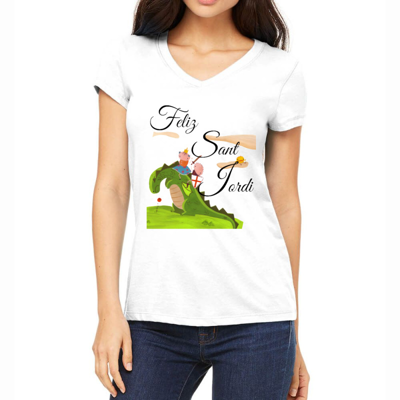 Sant Jordi Women's V-Neck T-Shirt by RONALDPOYNTER | Artistshot