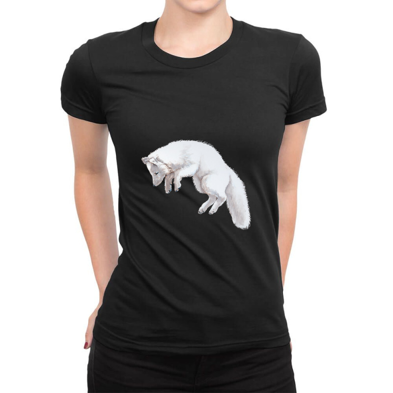 Arctic Fox Pounce Ladies Fitted T-Shirt by genuinelyseriously4 | Artistshot