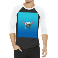 Axolot Smiling Swimming In Caribbean Blue Water 3/4 Sleeve Shirt | Artistshot