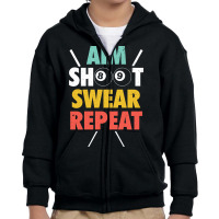 Aim Shoot Swear Repeat - Billiards Youth Zipper Hoodie | Artistshot