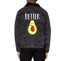 Hot Trend Better Half Avocado Matching Couple Valentine's Day Wedding Unisex Sherpa-lined Denim Jacket | Artistshot