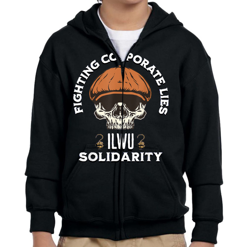 Ilwu Skull Longshoreman Cap Fighting Corporate Lies T Shirt Youth Zipper Hoodie | Artistshot