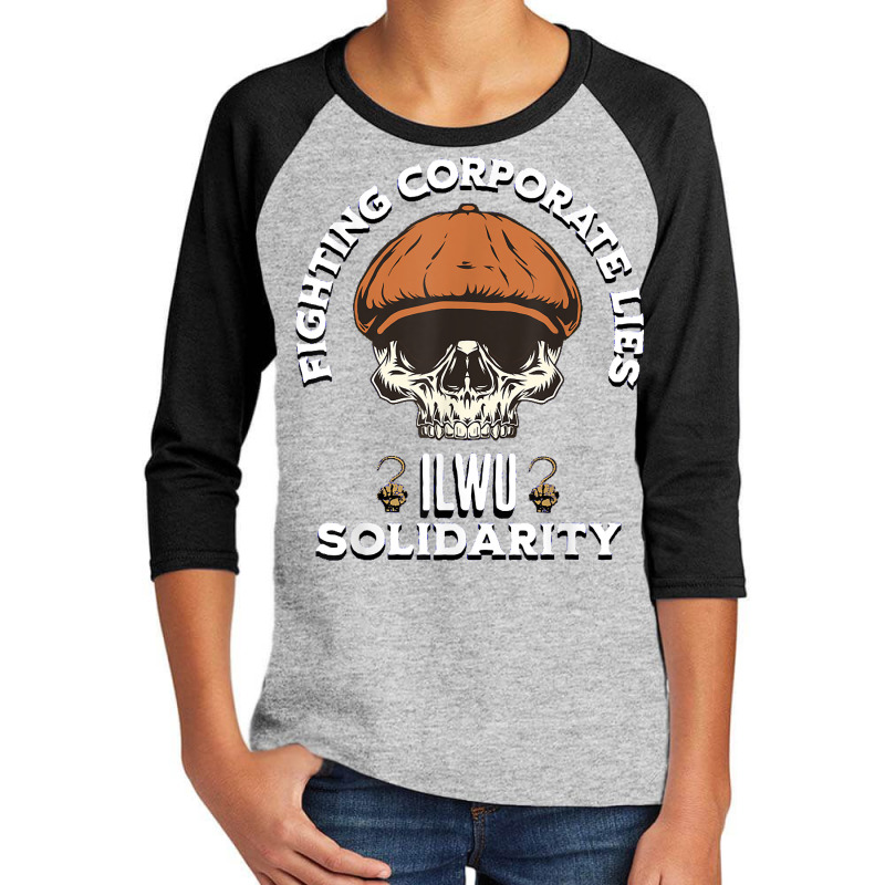 Ilwu Skull Longshoreman Cap Fighting Corporate Lies T Shirt Youth 3/4 Sleeve | Artistshot