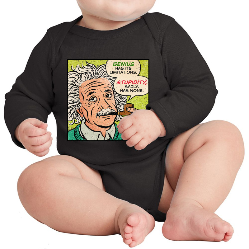 Einstein Stupidity Quote Long Sleeve Baby Bodysuit by yeahdashing61 | Artistshot