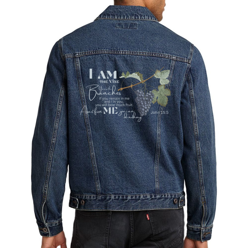 John 155 I Am The Vine Men Denim Jacket | Artistshot