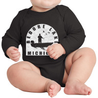 Bedore Lake Fishing Michigan Long Sleeve Baby Bodysuit | Artistshot