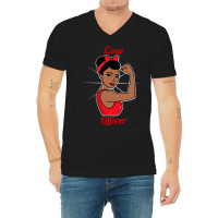 Loan Officer Woman Strong Retro Vintage Poster Style Art Work V-neck Tee | Artistshot