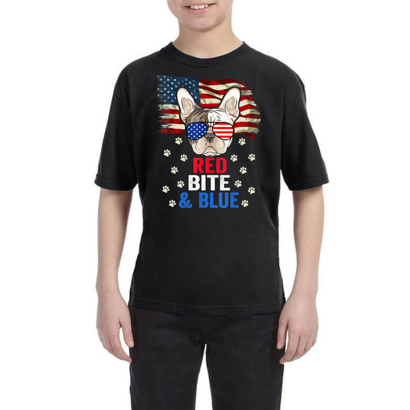 Hot Trend Red Bite & Blue Dog 4th Of July French Bulldog Youth Tee by fenderbendable | Artistshot