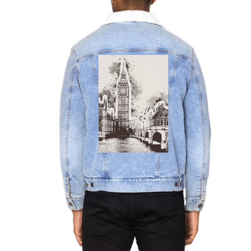 London Painting Art Unisex Sherpa-lined Denim Jacket | Artistshot