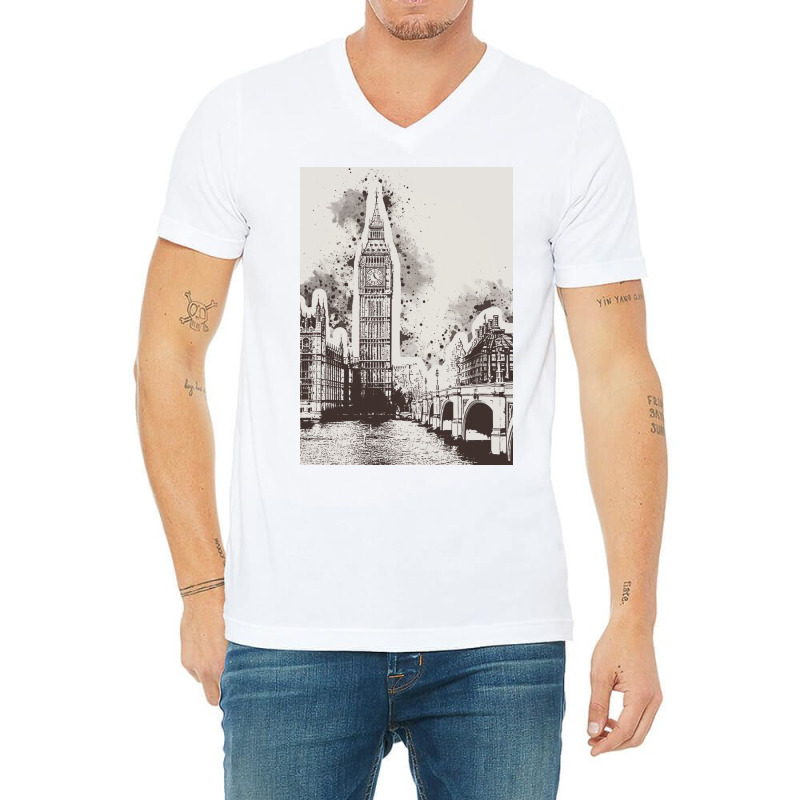 London Painting Art V-neck Tee | Artistshot