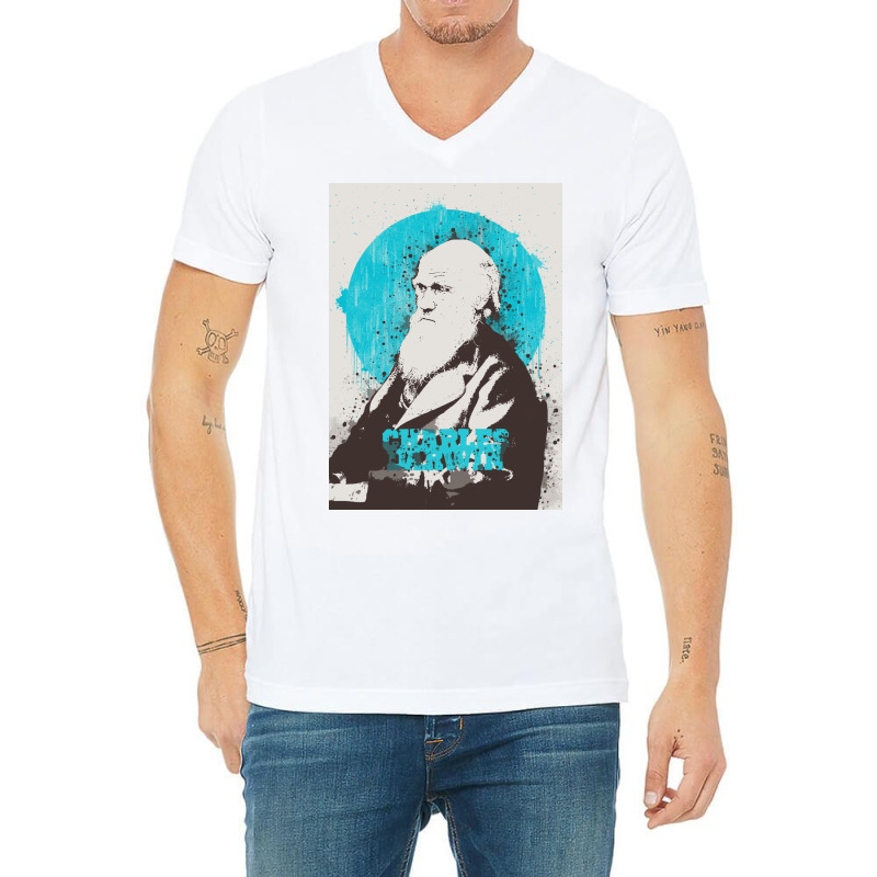 Charles Darwin Painting Art V-neck Tee | Artistshot