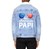 All American Papi Sunglasses American Flag 4th Of July Unisex Sherpa-lined Denim Jacket | Artistshot