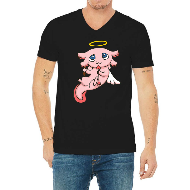 Hot Trend My Axolotl Is My Valentine Cupid Axolotls Valentines Day V-Neck Tee by Hugo Flowers | Artistshot