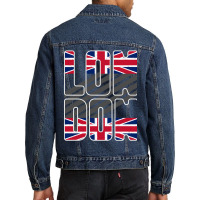 London England United Kingdom Souvenir Travel Gift Design Men Denim Jacket | Artistshot