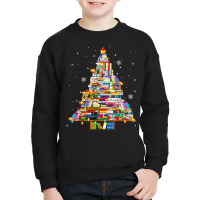 Librarian And Book Lover Christmas Library Tree Lights Xmas T Shirt Youth Sweatshirt | Artistshot