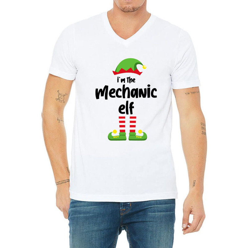 I'm The Mechanic Elf Family Matching Christmas Pajama V-Neck Tee by OblongTshirt | Artistshot