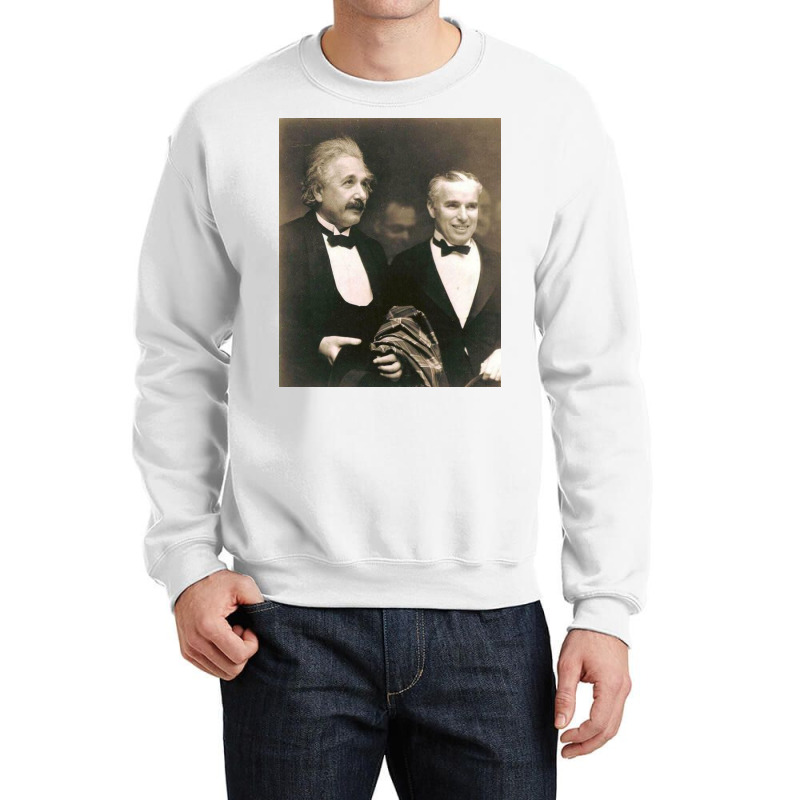 Elbert Einstein With Charlie Chaplin Crewneck Sweatshirt by dewacitrus | Artistshot