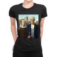 American Gothic, By Grant Wood, Oil On Beaverboard, 1930. Ladies Fitted T-shirt | Artistshot