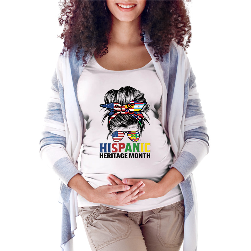 National Hispanic Heritage Month Us Latin Flags Messy Bun T Shirt Maternity Scoop Neck T-shirt by hamlerf | Artistshot