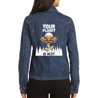 Alien Galaxy Science Space Cat Lover Your Planet Is Next-al4qy Ladies Denim Jacket | Artistshot