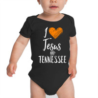 Trending I Love Jesus And Tennessee Orange Heart Cute Fan Baby Bodysuit | Artistshot