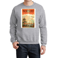 Norway The Land Of The Midnight Sun Vintage Travel  Design  Red Nature Crewneck Sweatshirt | Artistshot